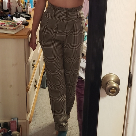 wild fable Pants - Plaid Paperbag Pants with Matching Belt